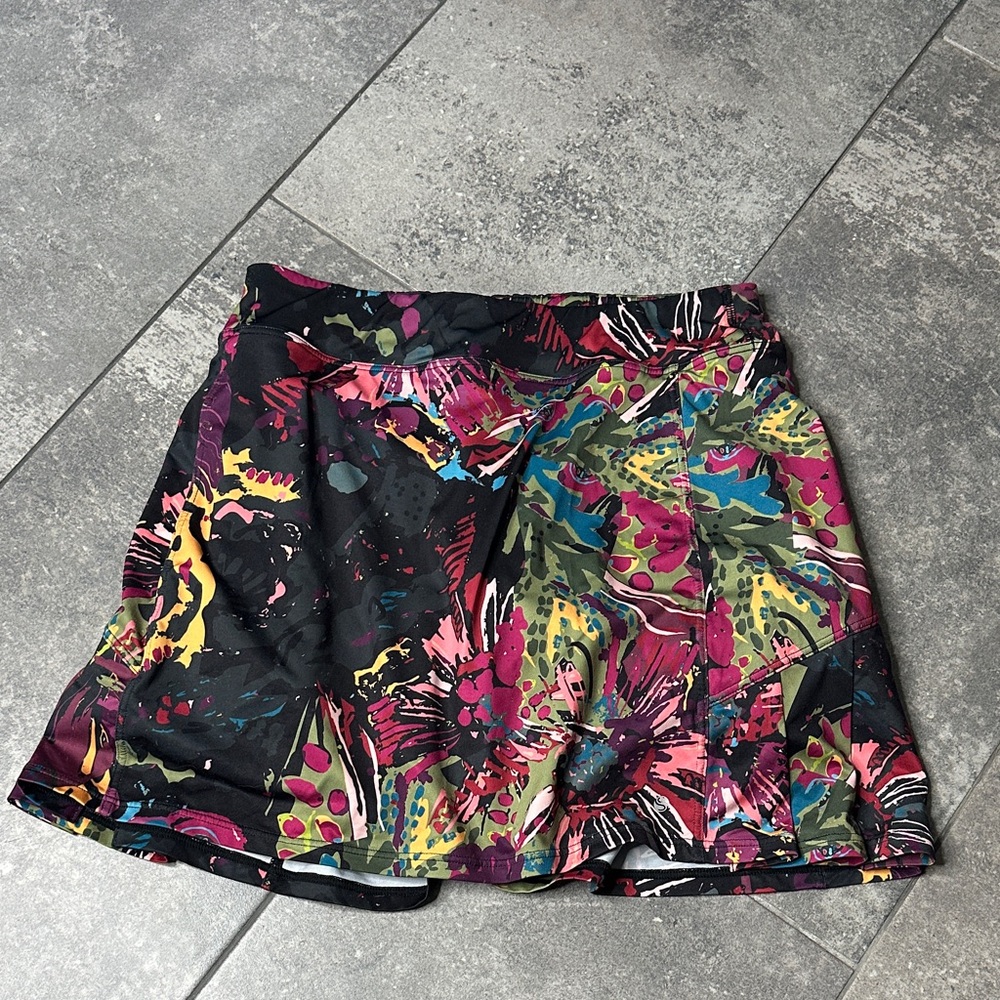 SkirtSports Black Skirt with Colorful Abstract Design size Medium